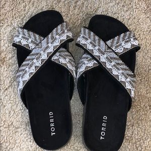 Beaded slip on sandals